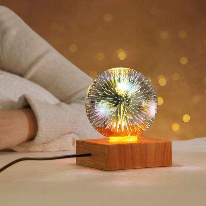 3D Firework LED Night Light | Starry Sky Glass Ball Table Lamp for Home Decor
