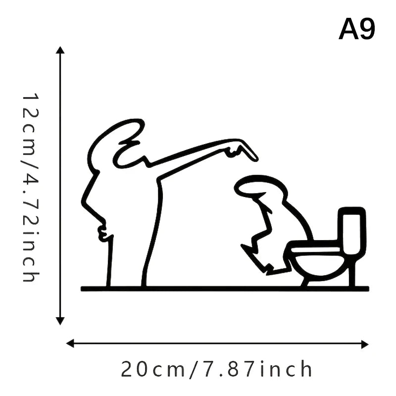 La Linea Minimalist Line Art Sticker Set | Cartoon Character Door Sign for Home Decor