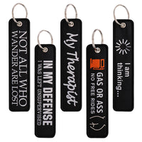 Embroidery Key Fob Keychain | Black Tag for Cars Motorcycles