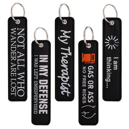 Embroidery Key Fob Keychain | Black Tag for Cars Motorcycles