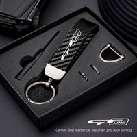 Carbon Fiber Style Keychain for KIA Models | Microfiber Leather Key Ring
