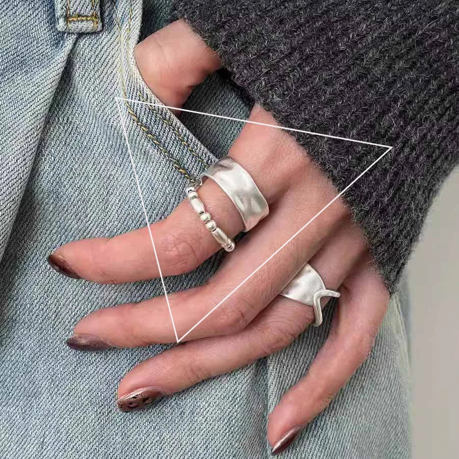 VENTFILLE 925 Sterling Silver Adjustable Rings | Vintage Hip Hop Couples Jewelry