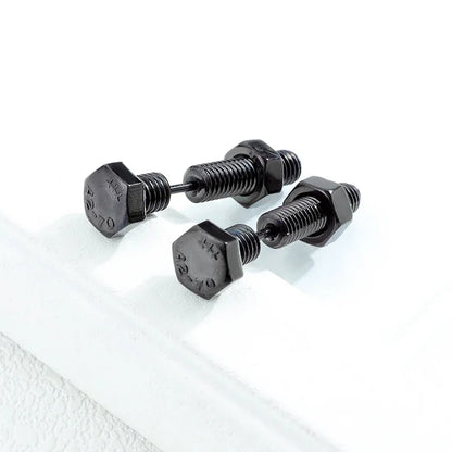 Gothic Stud Earrings Set | Unisex Stainless Steel Punk Screw Earrings