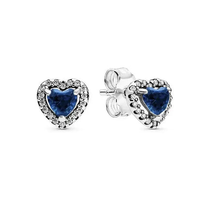 925 Sterling Silver Heart Shaped Zircon Earrings | Charming Girls Jewelry Gift