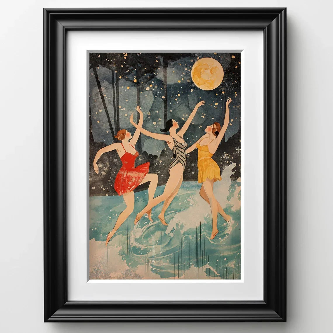 Warren B. Davis - Estampe "La danse des trois muses", estampe d'art de qualité musée