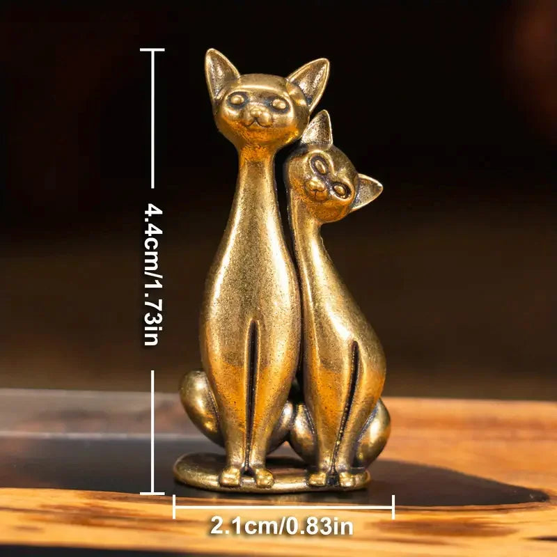 Statue de chat hibou en cuivre et laiton massif, ornements créatifs d'animaux de bureau, décoration de maison, collection, ornement mignon