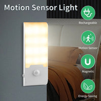 Motion Sensor LED Night Light | Rechargeable Cabinet Lamp with Human Body Induction for Kitchen, Wardrobe, and Stairs