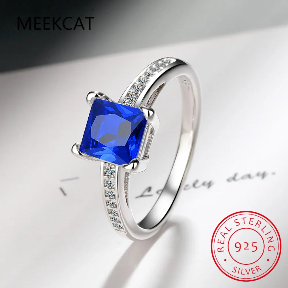 Princess Cut Moissanite Engagement Ring | 925 Sterling Silver Bridal Set