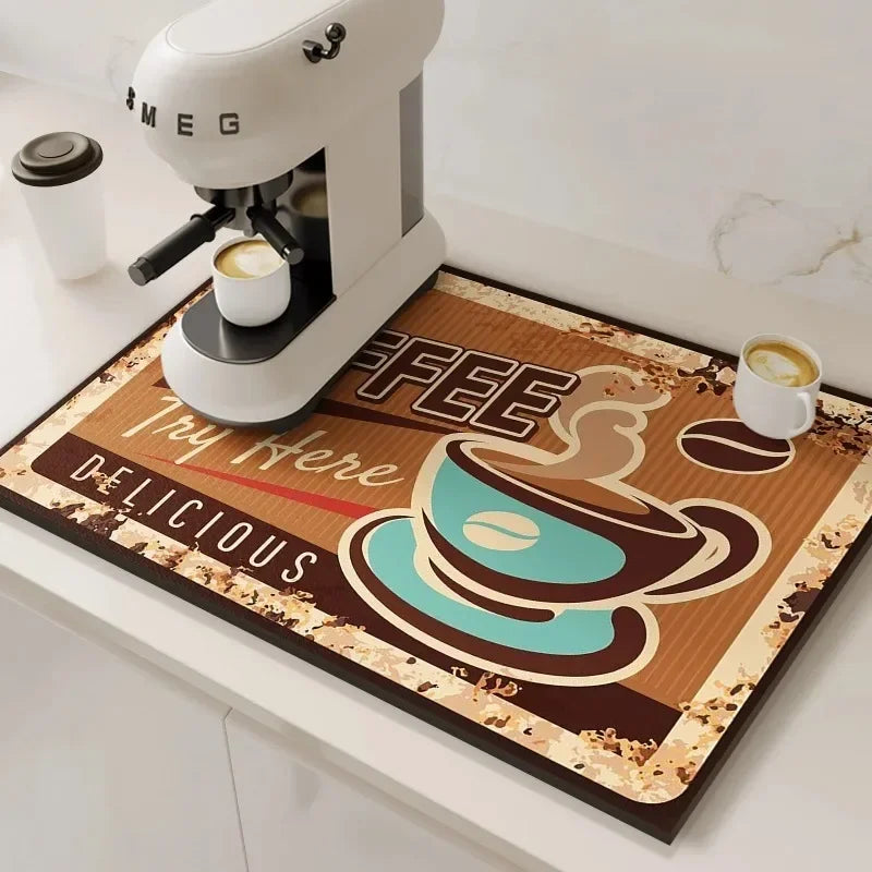 Tapis absorbant pour machine à café VIKAMA, absorbant l'eau et l'huile, égouttoir à vaisselle de cuisine, tapis absorbant à séchage rapide, tapis de vaisselle, décoration d'intérieur