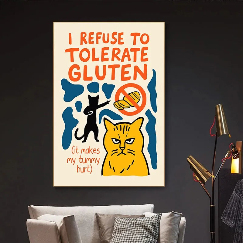 Affiches drôles de mèmes de chats, bande dessinée japonaise de chat, art de la culture des mèmes Internet, impression sur toile, décoration moderne de salon, chambre à coucher, cadeau