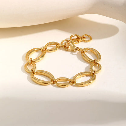 Elliptical Chain Bracelet for Women | Handmade Stainless Steel Jewelry