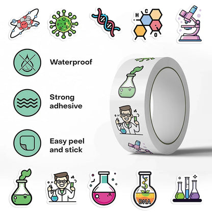 500PCS Science Lab Stickers | Waterproof Vinyl Decals for Chemistry Biology Experiments