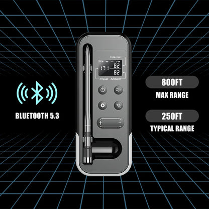 Smart Bluetooth BBQ Meat Thermometer Wireless Probe Grill Oven Alarm
