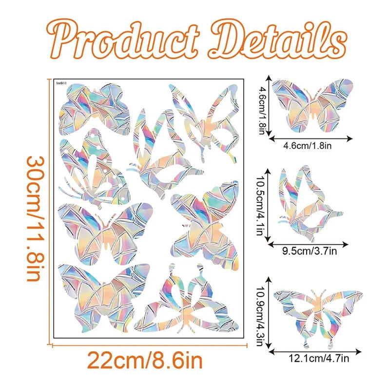 Rainbow Suncatcher Window Stickers | PVC Cat Butterfly Prism Glass Decal