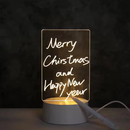 LED Drawing Board Night Light | Reusable Acrylic Message Board with Pen