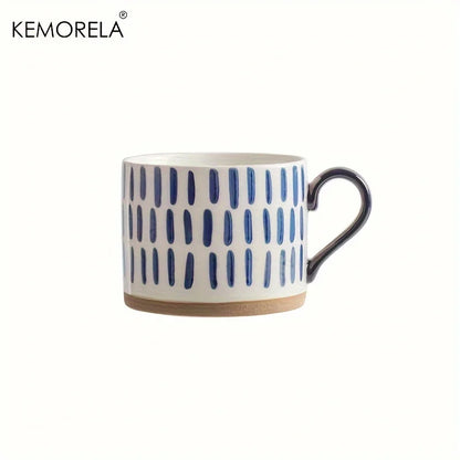 KEMORELA 1PCS Taza de cerámica nórdica de 450ML, taza de café con leche con asa, estilo retro, de gran capacidad, para avena, desayuno japonés, juego de regalo