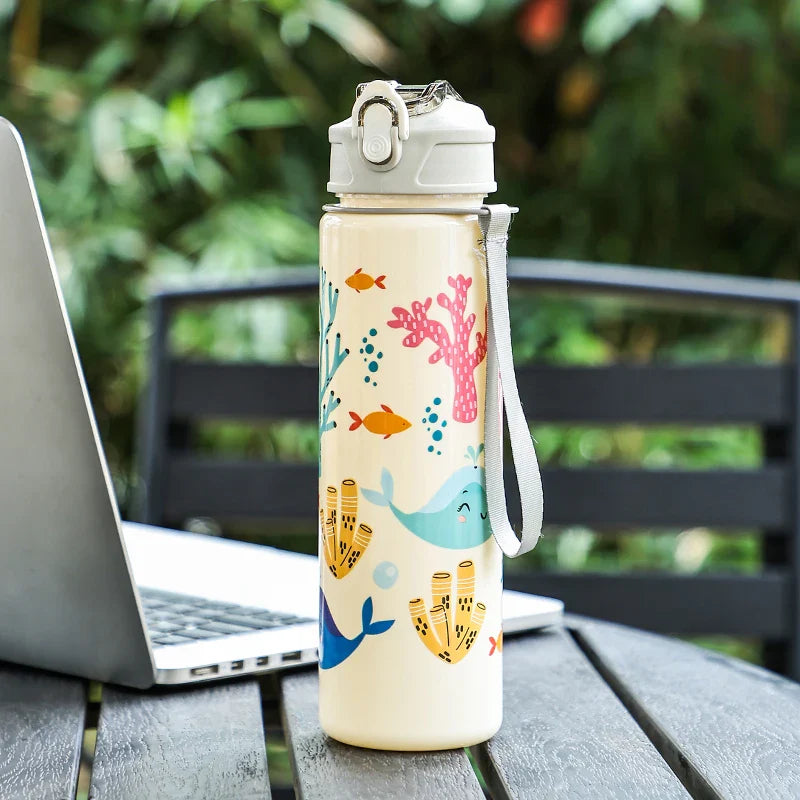 Little Dinosaur Straw Cup | 800ml Large Capacity Water Bottle for Students and Girls