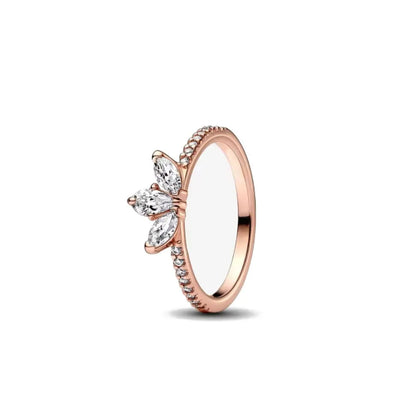 Sterling Silver Zircon Ring Set | Butterfly Snowflake Rose Design