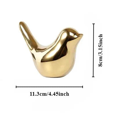 Figurines d'oiseaux en céramique dorée, modernes et luxueuses, accessoires de décoration intérieure, figurines d'oiseaux dorées décoratives, ornements de mariage