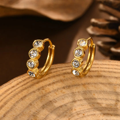 Heart-Shaped Zircon Earrings for Women | Stainless Steel Gold Hoop Earrings
