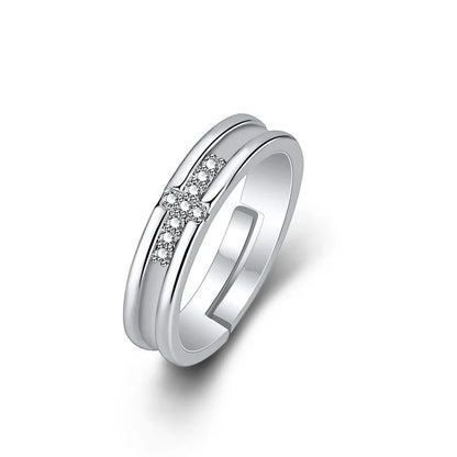 925 Sterling Silver Zircon Adjustable Ring | Women's Cocktail Jewelry
