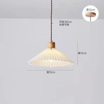 Suspension plissée rétro pour salon, salle à manger, chevet, plafonnier en bois massif avec abat-jour en tissu, décoration de bar et maison