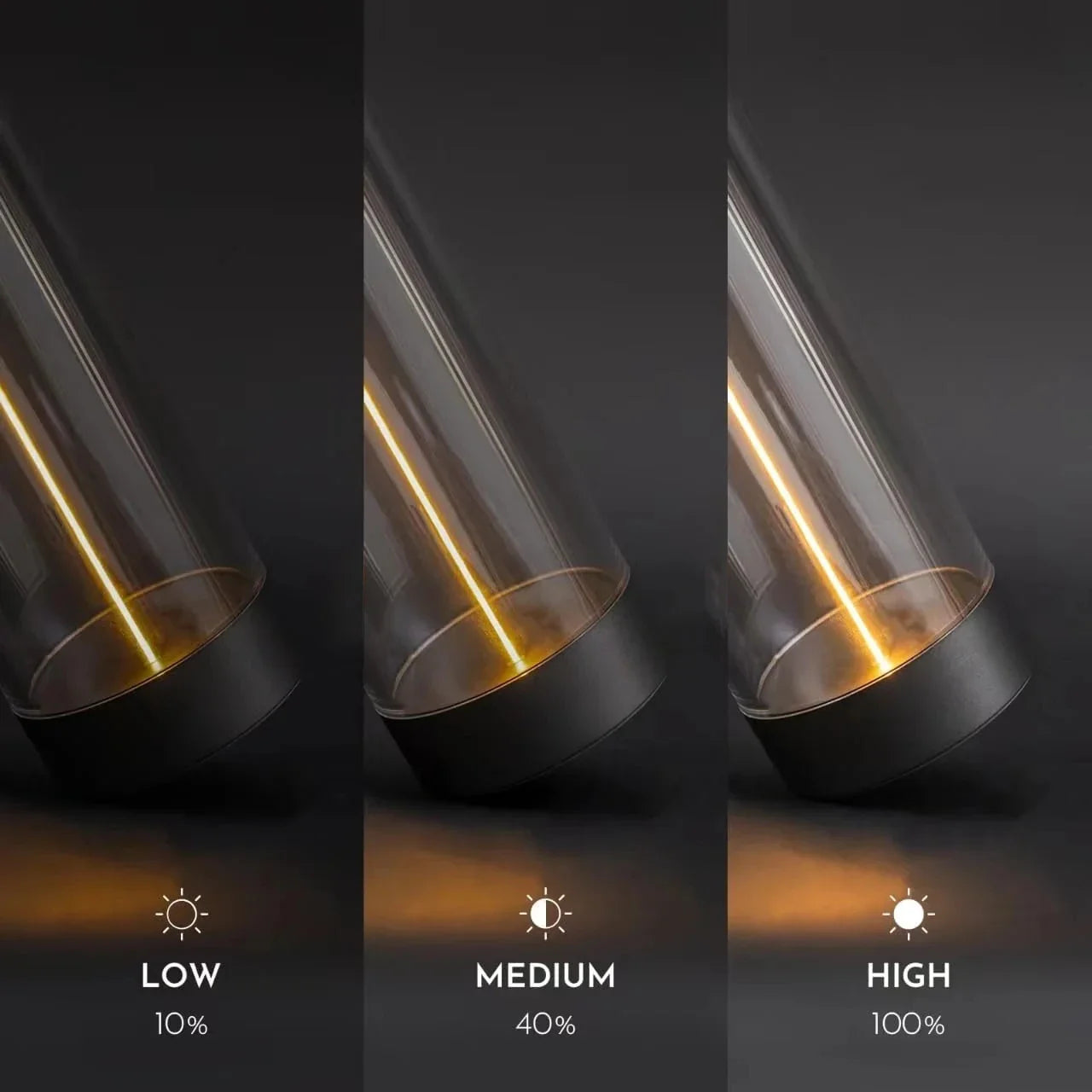 Lámpara de mesita de noche LED inalámbrica con un toque minimalista, regulable