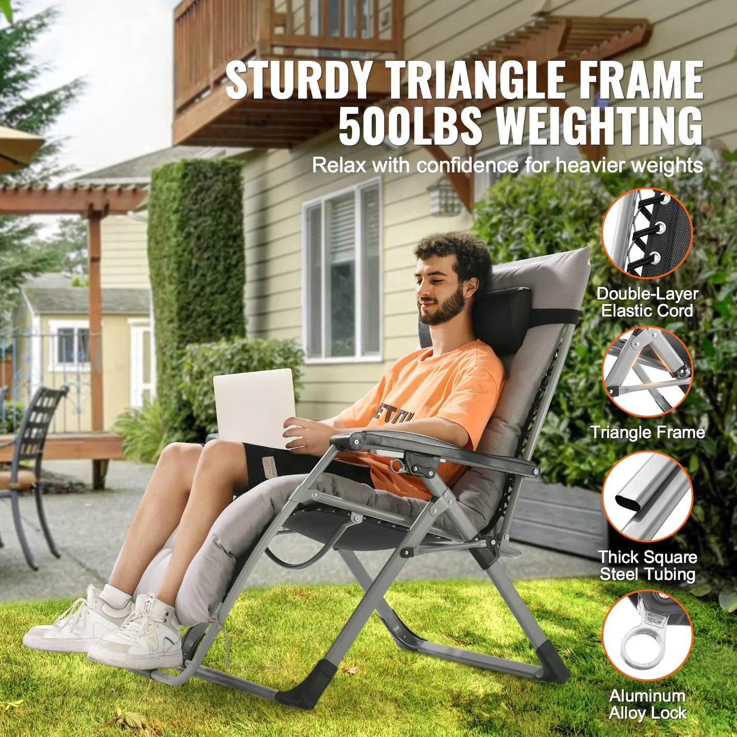 Zero Gravity Recliner Chair Adjustable Anti Gravity Lounge Chair with Cup Holder
