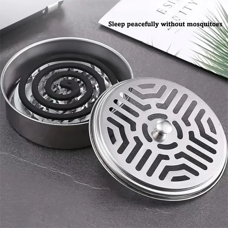 Stainless Steel Mosquito Coil Holder with Lid | Fireproof and Portable