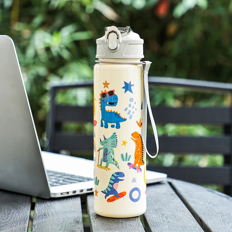 Little Dinosaur Straw Cup | 800ml Large Capacity Water Bottle for Students and Girls