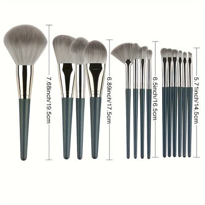 14-Piece Makeup Brush Set | Soft Nylon Bristles Travel Kit