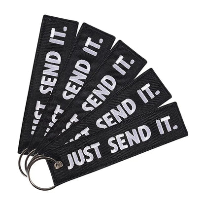 JUST SEND IT Keychains | 5-Pack Luggage Tag and Key Ring Set