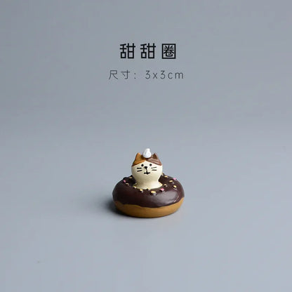 Cute Cat Bread Toast Model Toys Miniature Photography Props Figurines Gift Desktop Ornaments Figurine Decoration Crafts
