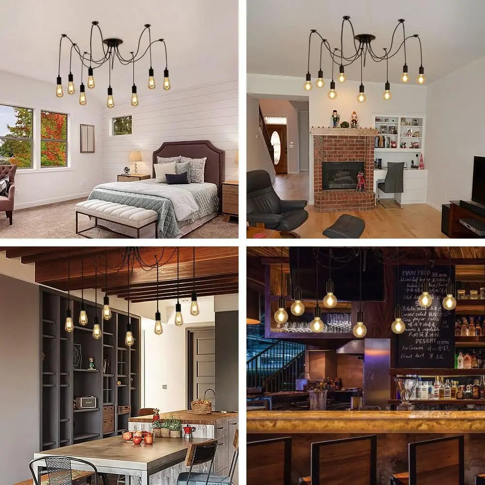 Spider Chandelier 8 Head E27 Pendant Light Vintage Industrial Ceiling Lamp