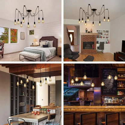 Spider Chandelier 8 Head E27 Pendant Light Vintage Industrial Ceiling Lamp