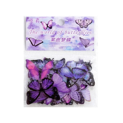 Butterfly Stickers Pack 40pcs | PET Waterproof Craft Stickers for Scrapbooking