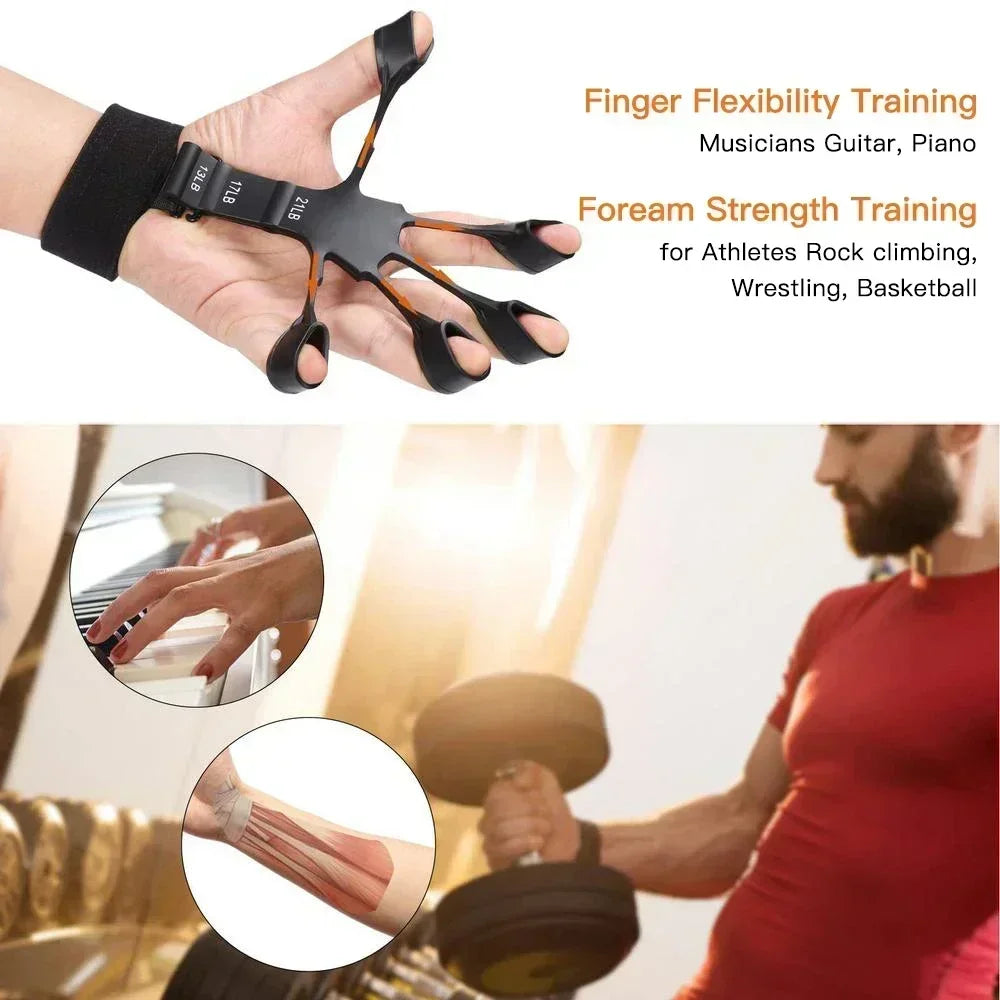 Fortalecedor de Dedos de 6 Niveles | Entrenador de Agarre Manual de Silicona para Guitarra y Deportes