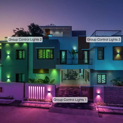 Lot de 2 appliques murales intelligentes d'extérieur RGBCW 10W LED, contrôle vocal et via application