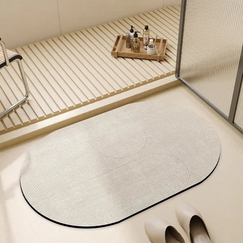 VIKAMA Tapis de bain en terre de diatomées, style simple, pour salle de bain, tapis absorbant, tapis de sol, séchage rapide, facile d'entretien