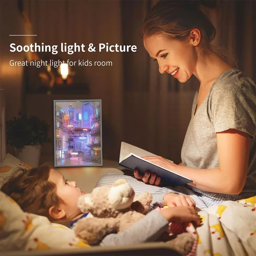 LED Cityscape Night View Light Painting USB Dimmable Wall Art Lamp Home Decor