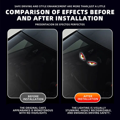 Solar Devil Eye Car Warning Light | USB-C Rechargeable Window Lamp