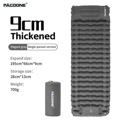 PACOONE Inflatable Camping Mattress with Pillow Ultralight Air Sleeping Pad Pump