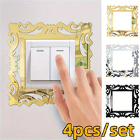 Mirror Style Switch Decals | 4 Pack Decorative Wall Stickers for Living Room