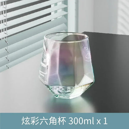Gold Rim Hexagonal Crystal Glass | Elegant Whiskey & Wine Glass