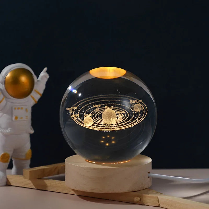 3D Galaxy Crystal Ball Night Light USB LED Moon Lamp Home Decor Gift Planet