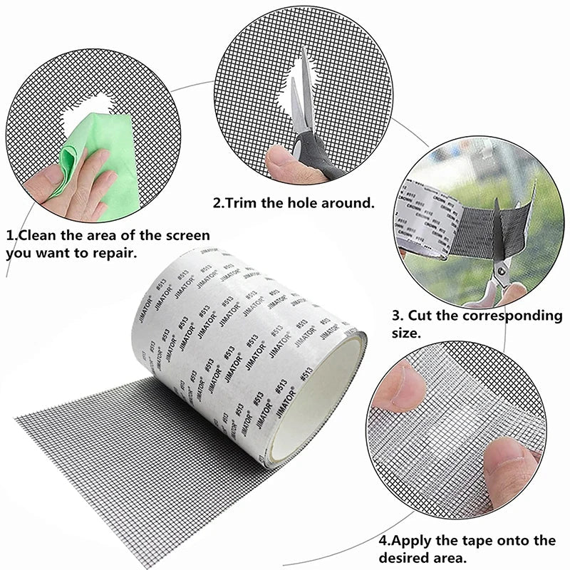 Mosquito Net Repair Tape | Self-Adhesive Window Screen Patch for Holes