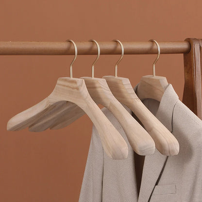 1pc Natural Camphor Wood Hanger Wardrobe Clothing Wide Shoulder Suit Clothes Hang Non-slip Clothes Rack 43x3cm