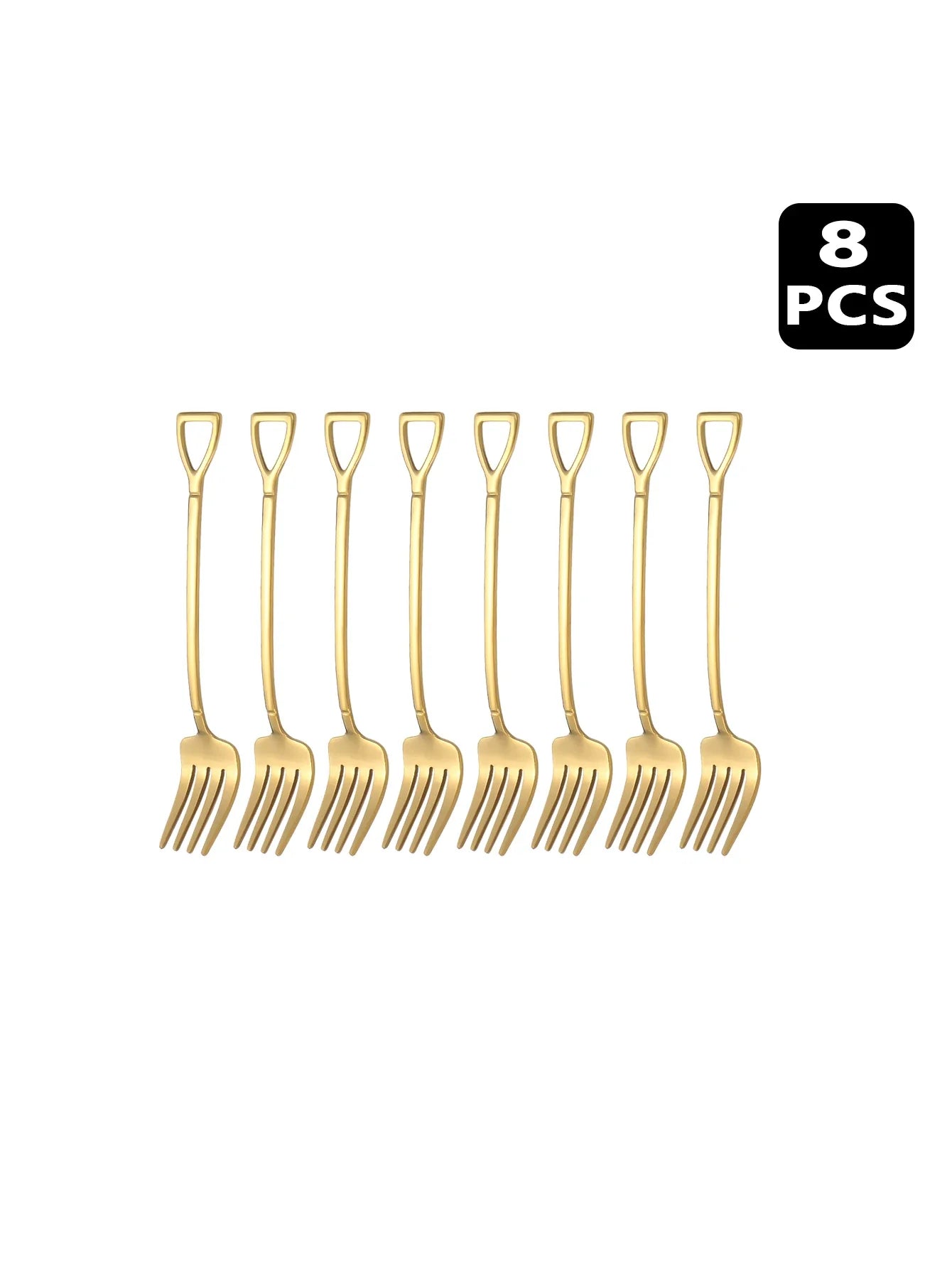 4 8 12 Piece Stainless Steel Dessert Fork Set | Shovel Shaped Small Fruit Fork for Parties