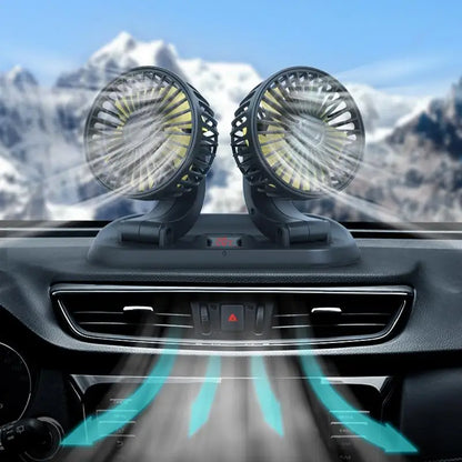 Dual Head Car Fan | 12 Volt Portable Fan with 3-Speed Settings | Compact Design for Enhanced Air Circulation