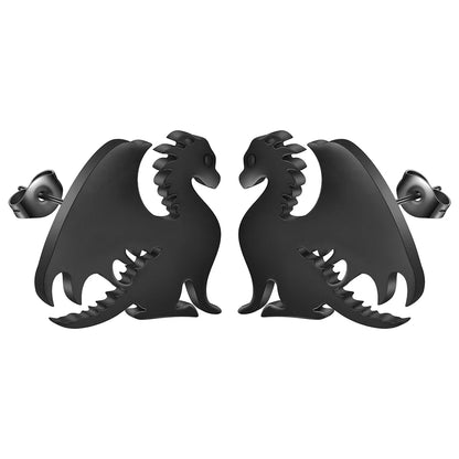Punk Black Western Dragon Ear Stud | Stainless Steel Stud Earrings